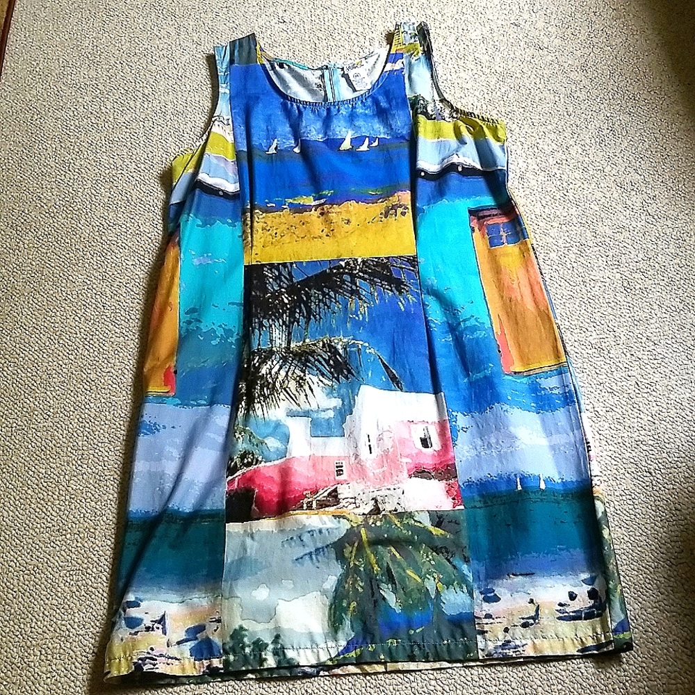 Tropical Summer Sundress/Swimsuit Cover Up-Cotton/Spandex. Line Two bran…